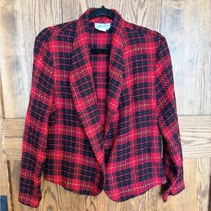 ❤️Vintage❤️ Allison Blair 1940s inspired Red & Black Plaid Women's Blazer Jacket